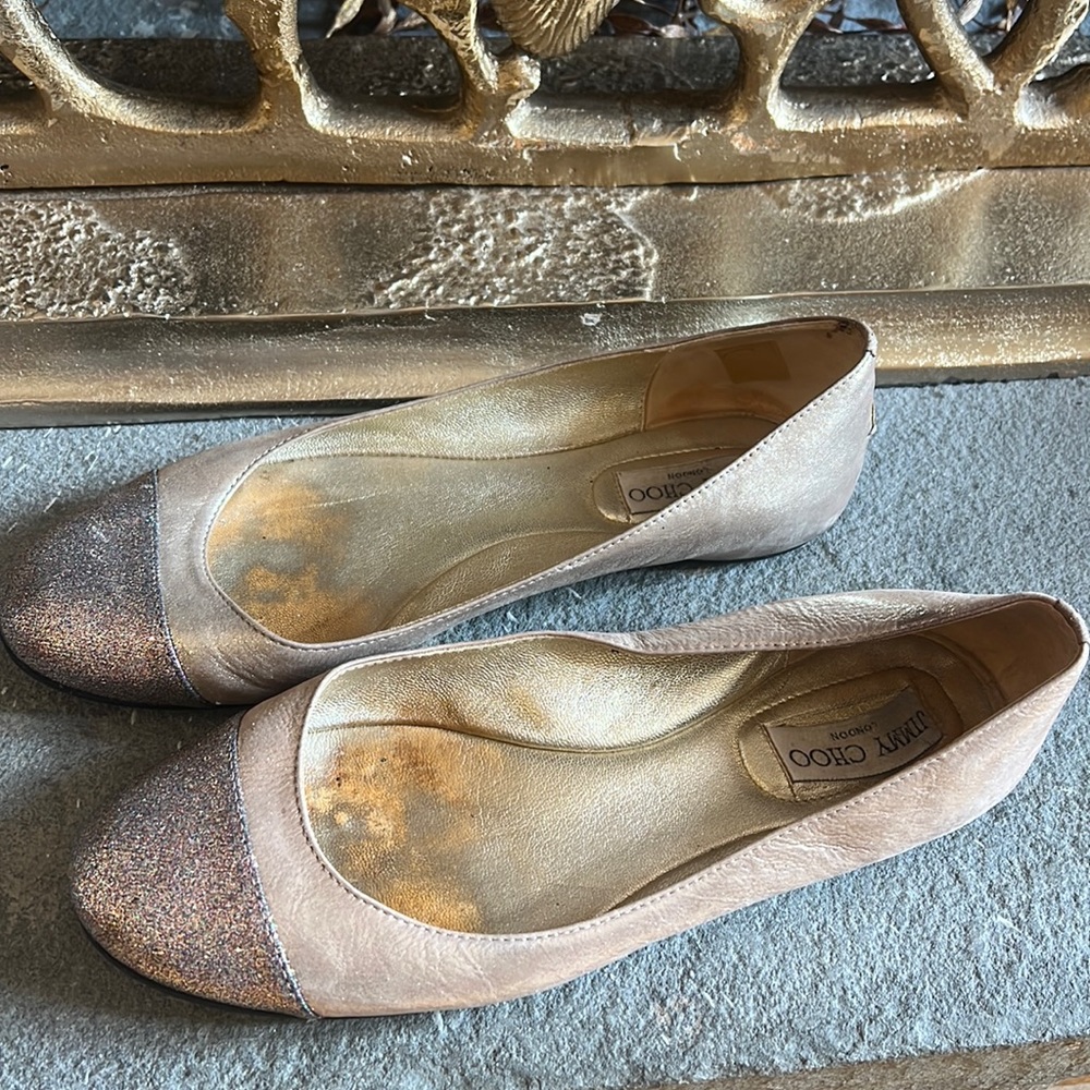 Jimmy Choo sparkling ballet flats.